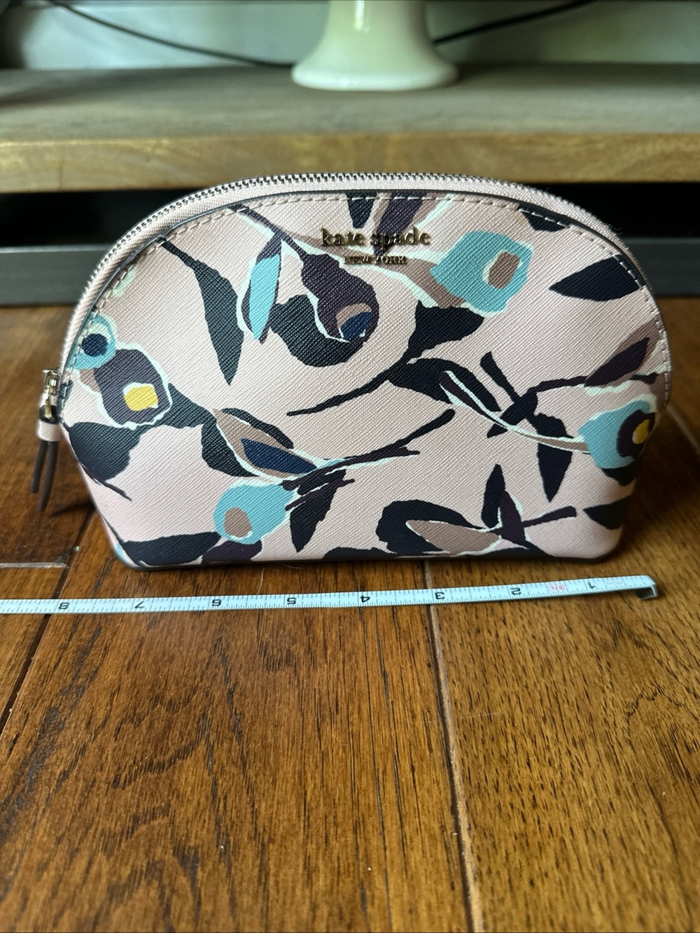 Kate Spade Cameron Paper Rose Med. Dome floral Cosmetic Makeup Case pink 7” bag